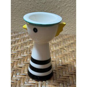 Vintage IKEA Memphis Style Ceramic Striped Bird Egg Cup Holder White Black Strip